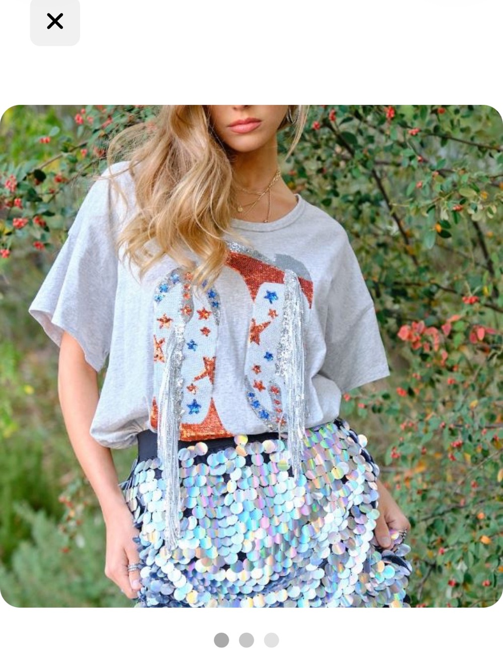 Fringe Star Graphic Tee with Iridescent Sequin Skirt